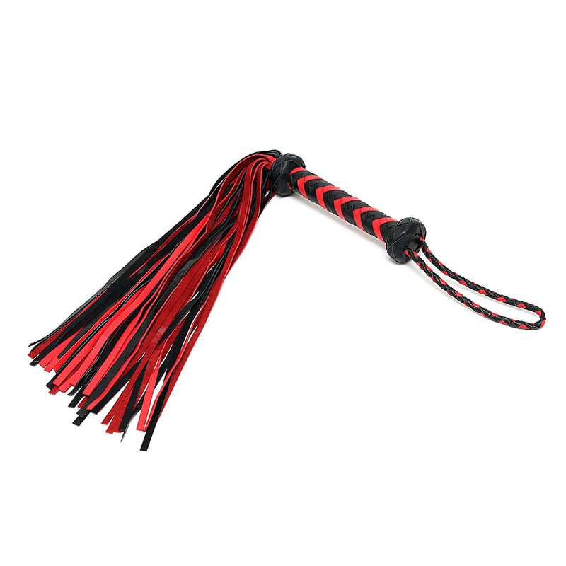 Martinet BDSM en Daim et cuir tressé Rouge/Noir - Rimba