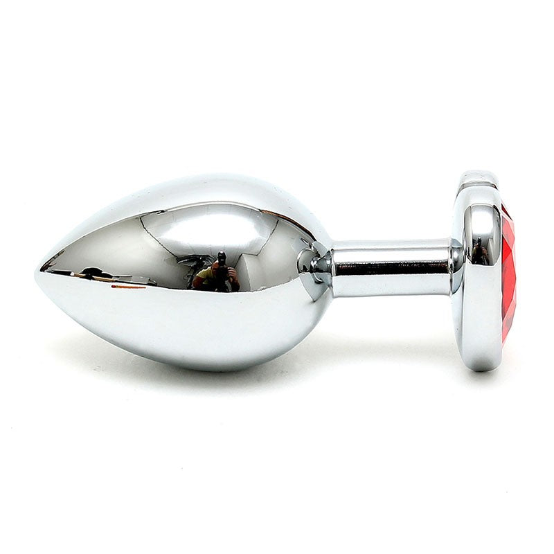 Plug anal en acier cristal en coeur (Rouge) - Rimba