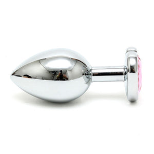 Plug anal en acier cristal en coeur (Rose) - Rimba