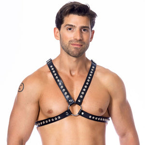 Harnais BDSM en cuir avec rivets (homme) - Rimba