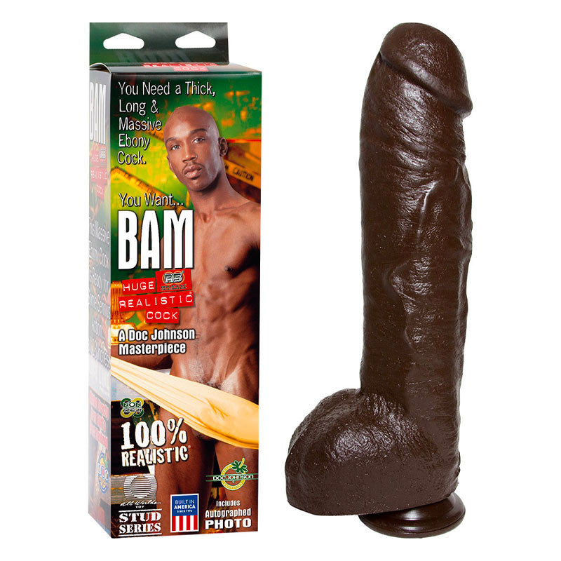 Gode ventouse réaliste XXL BAM Huge 34cm (brun) - Doc Johnson