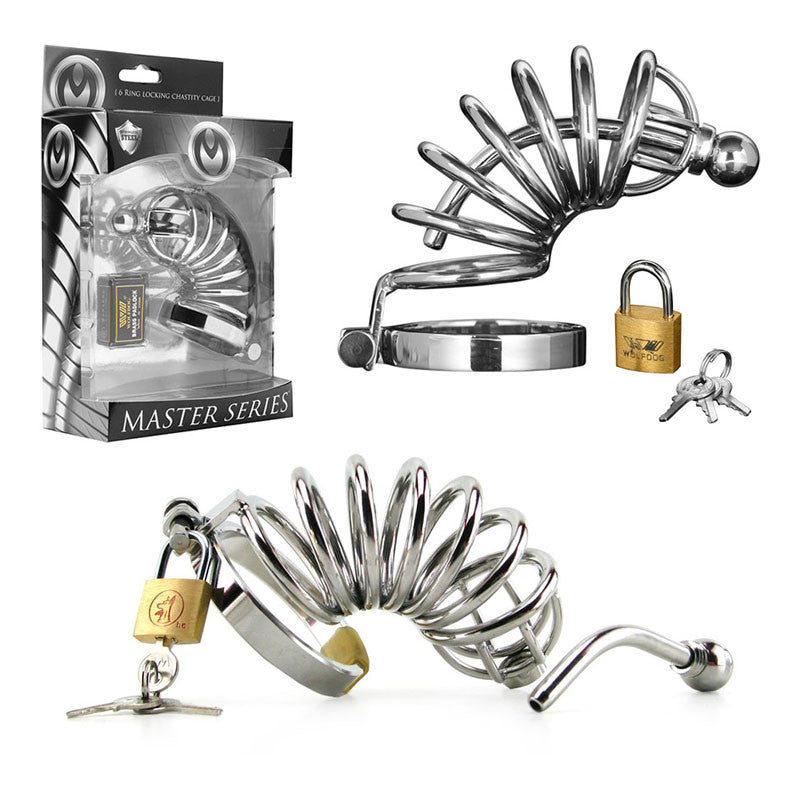 Cage à Pénis avec cadenas - Master Series Asylum 6 (M/L)