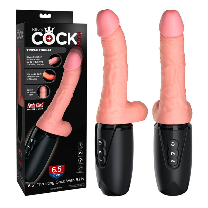 Vibromasseur réaliste va-et-vient King Cock Plus (14.5 cm) - Pipedream