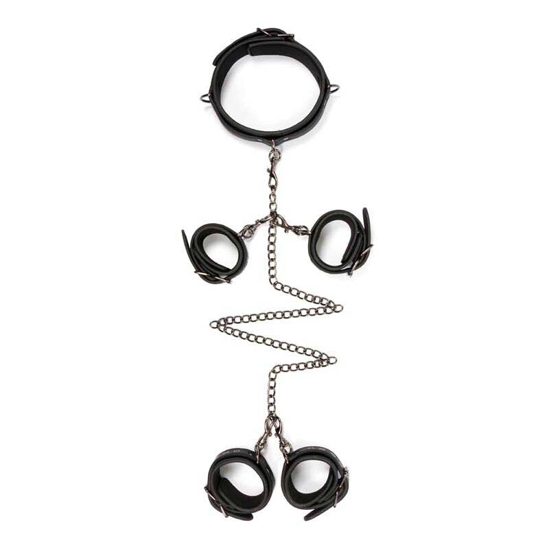 Coffret BDSM (collier, menottes et attaches pour chevilles) - EasyToys