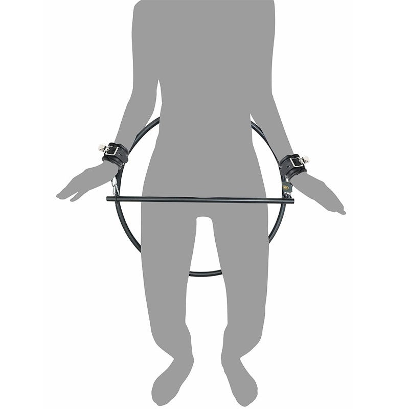 Anneau de retenue avec attaches poignets en cuir et cadenas - Rimba