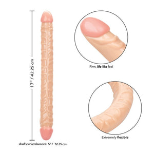 Double Dildo Size Queen 43.2 cm (Beige) - Calexotics