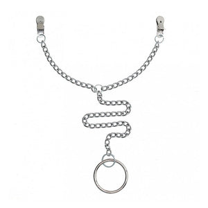 Pinces à seins avec chaînette et cockring (5 cm) - Rimba