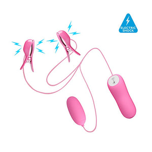 Oeuf vibrant avec pinces à seins électrostimulantes - Pretty Love