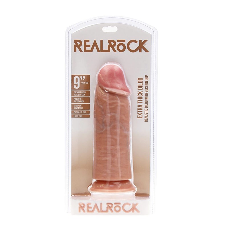 Dildo réaliste avec ventouse 23.5 cm (beige) - RealRock 9"