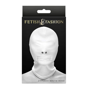 Cagoule 1ouverture bouche (Blanc) Fetish & Fashion Zippered Mouth - NS Novelties