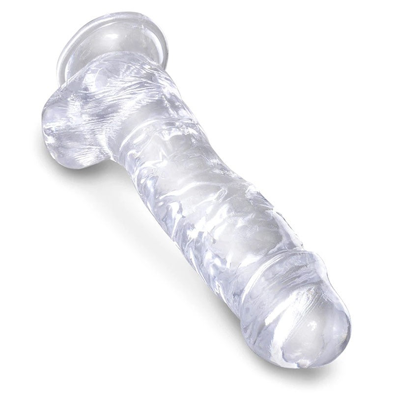 Dildo réaliste transparent avec testicules (18 cm) - King Cock