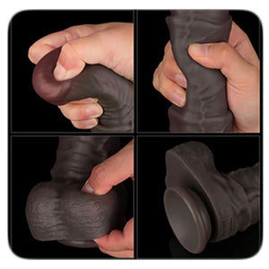 Dildo réaliste double densité 35.5 cm (Noir) - LoveToy Nature Cock