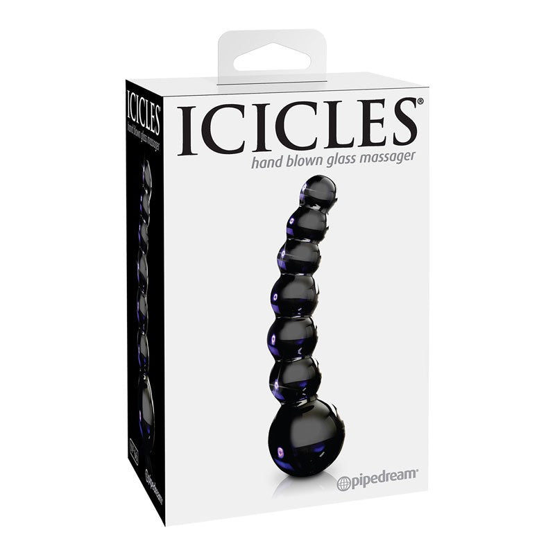Dildo anal en verre Noir - Icicles N°66