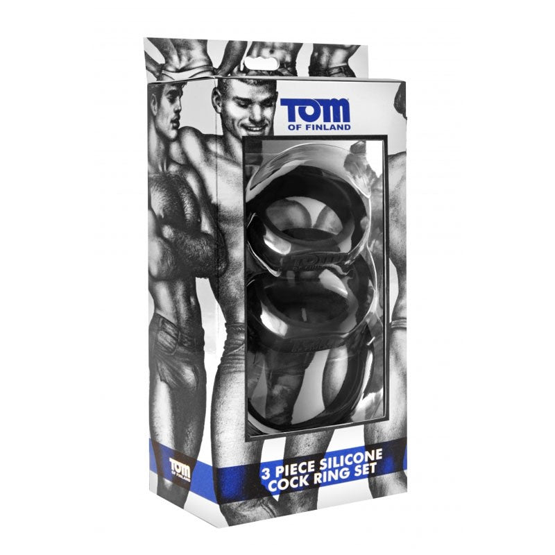Cockring Set extensible 3pces Noir - Tom Of Finland