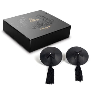 Burlesque Pasties - Caches tétons rond noir ficelle noire