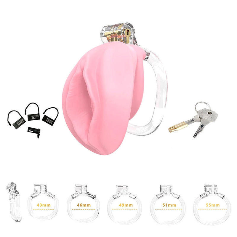 Cage de chasteté Cellmate avec façade vulve - Rose