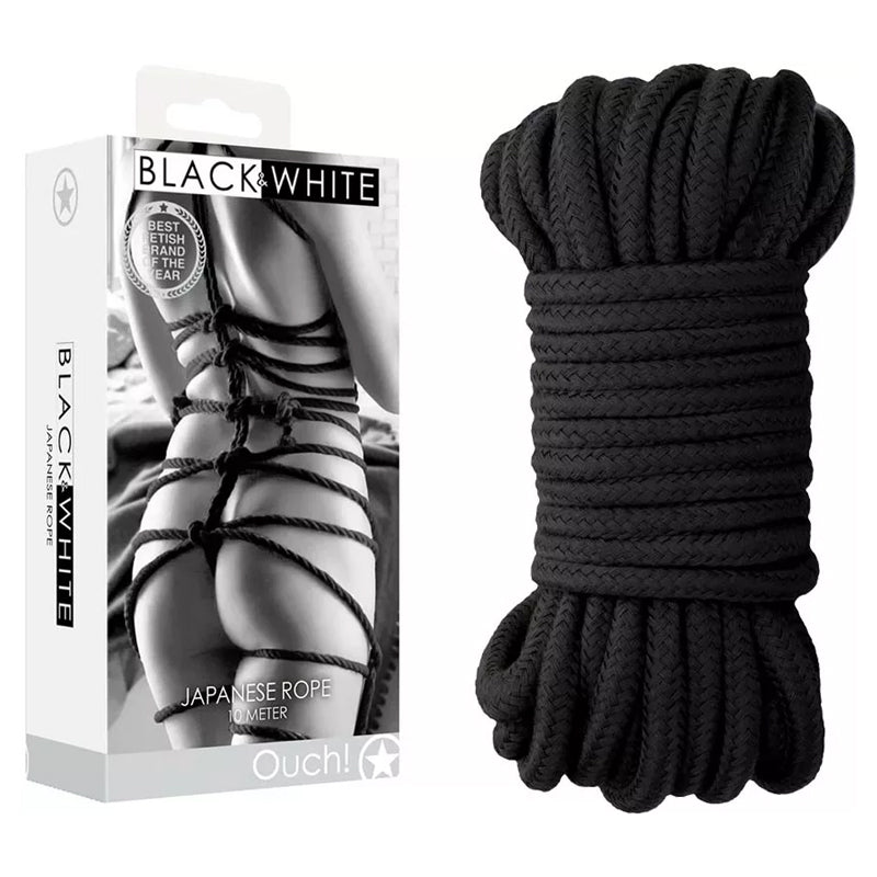 Ouch! Black&White Cotton Bondage Rope - 10 m