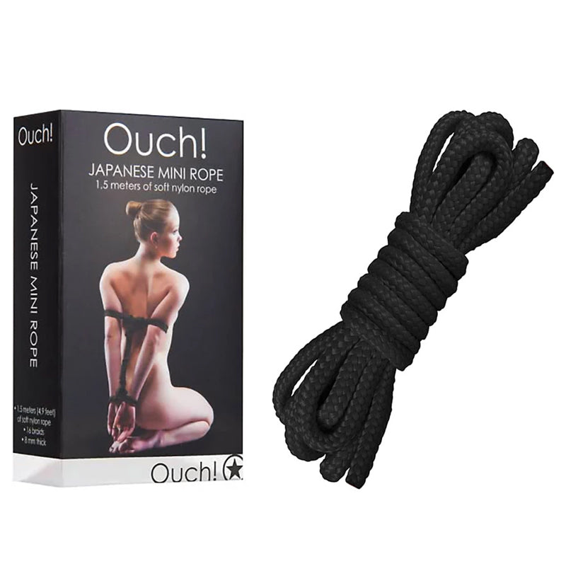 Mini corda bondage Ouch! nylon 1,5 m - Nero
