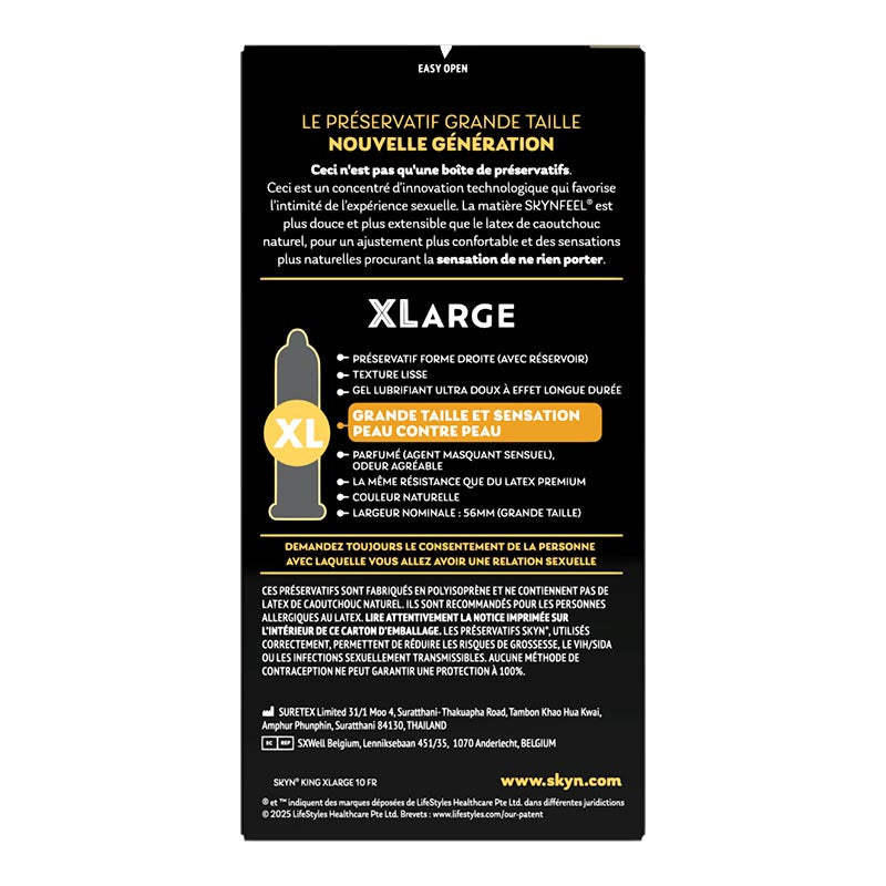 Préservatifs SKYN King XLarge sans latex - Boîte de 10