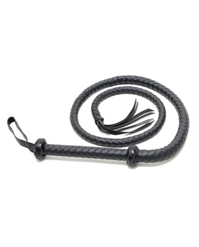 BDSM whip in black braided leather (155 cm) - Rimba BDSM whip in black braided leather (155 cm) - Rimba