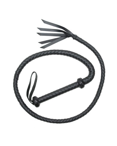 BDSM whip in black braided leather (155 cm) - Rimba BDSM whip in black braided leather (155 cm) - Rimba