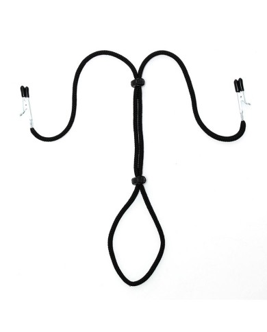 Nipple clamps with penis & testicle cord - Rimba