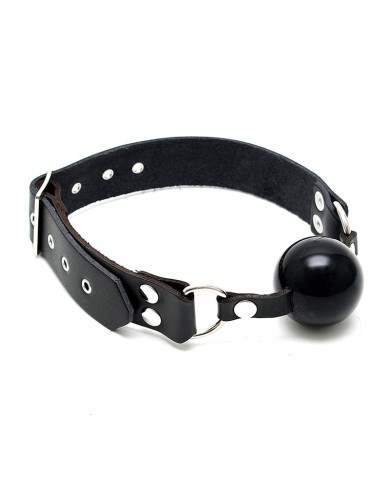 Ball Gag silicone and leather Ø 4.4 cm Black - Rimba