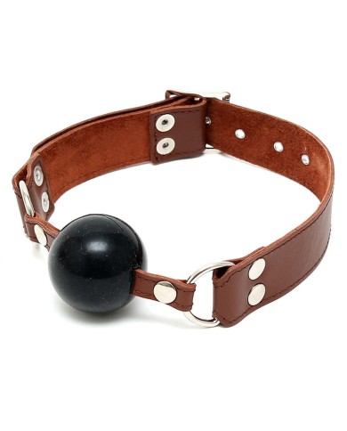 Ball Gag silicone and leather Ø 4.4 cm Brown - Rimba