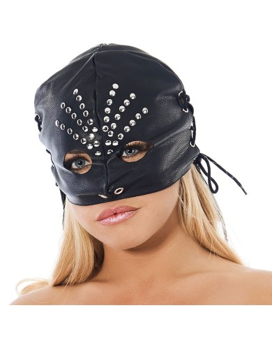 Masque BDSM ouvert en cuir avec rivets - Rimba Masque BDSM ouvert en cuir avec rivets - Rimba