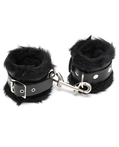 Black leather padded handcuffs - Rimba Black leather padded handcuffs - Rimba