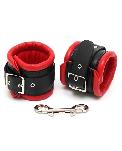 Red leather padded handcuffs (Ankles) - Rimba Red leather padded handcuffs (Ankles) - Rimba