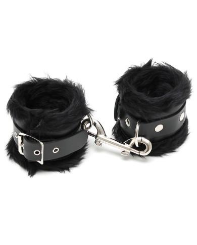 Black leather padded handcuffs (Ankles) - Rimba Black leather padded handcuffs (Ankles) - Rimba