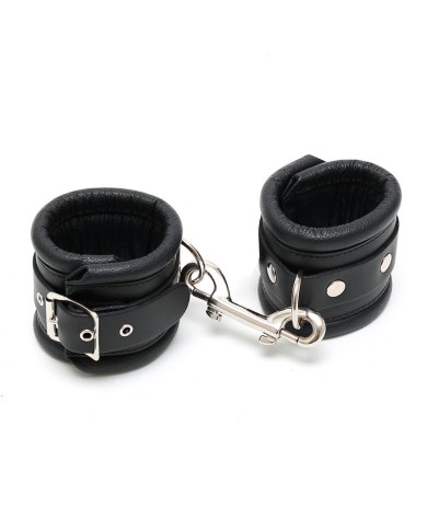 Black leather padded handcuffs (Ankles) - Rimba