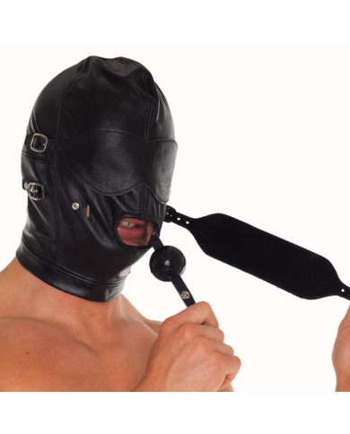 Leder BDSM Haube mit Ball Gag - Rimba