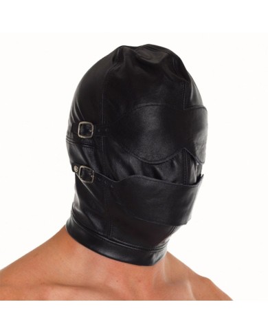 Cagoule BDSM en cuir avec Ball Gag - Rimba Cagoule BDSM en cuir avec Ball Gag - Rimba