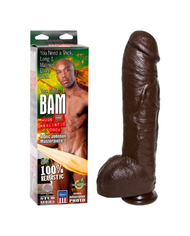Realistic XXL Dildo BAM Huge 34cm (brun) - Doc Johnson