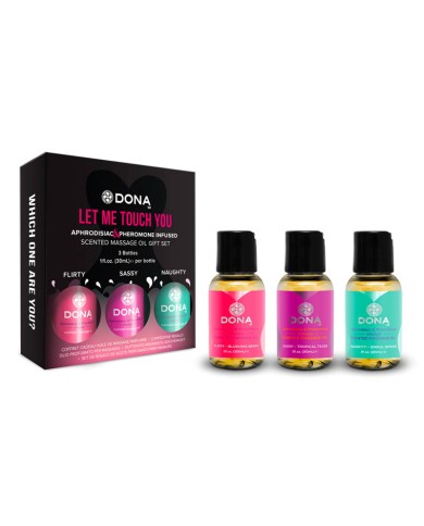 Set di oli da massaggio ai feromoni 3x 30ml "Let Me Touch You" - Dona Set di oli da massaggio ai feromoni 3x 30ml "Let Me Touch You" - Dona