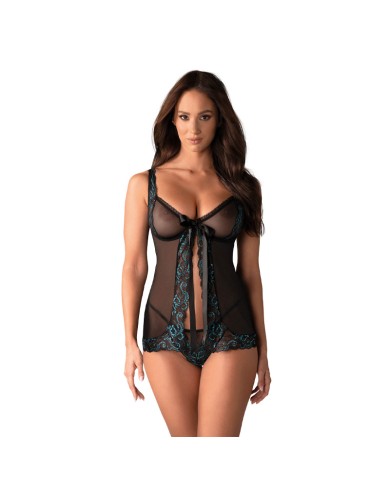 Sexxy Amanta Babydoll schwartz/blau - Obsessive