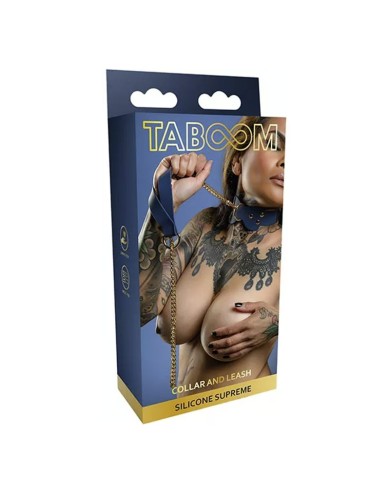 Collare BDSM con guinzaglio (blu) - Taboom Silicone Supreme