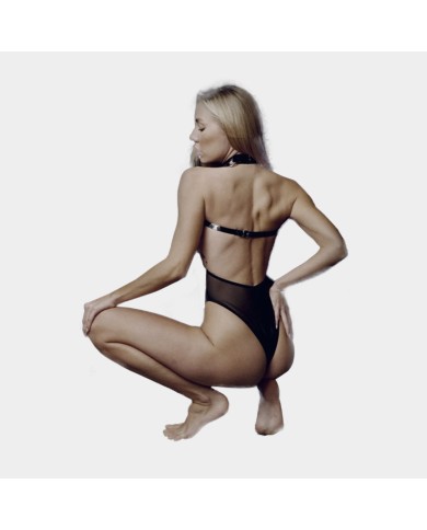 The Sinners Chest Harness with Chains - Black