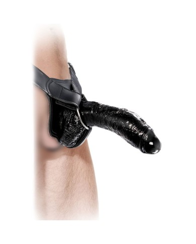 Cintura con dildo gigante cavo Nero 10"