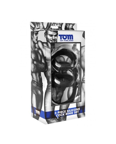 Cockring Set estensibile 3 pz. Nero - Tom Of Finland