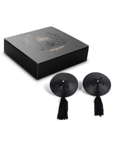 Burlesque Pasties - Caches tétons rond noir ficelle noire