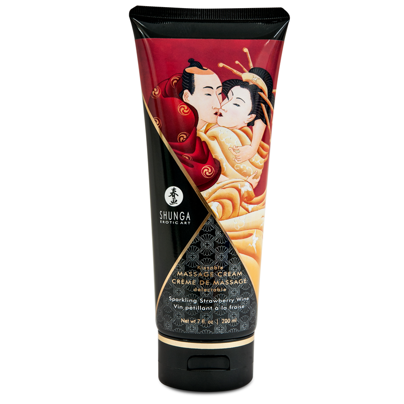 Crème de massage délectable Shunga - Fraise & Vin pétillant