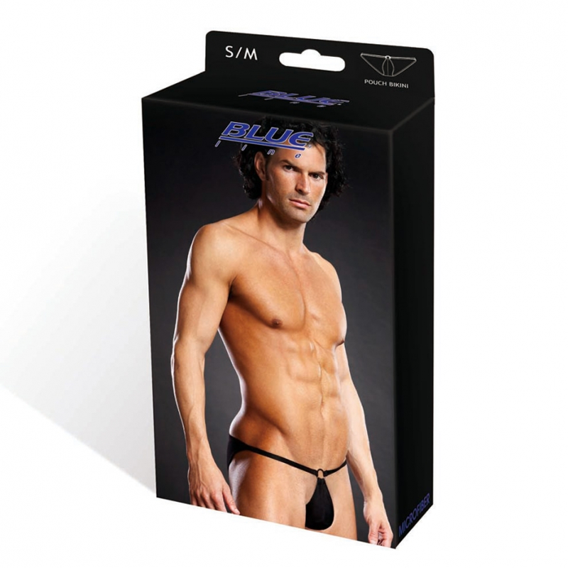 Bikini sexy avec anneau Performance Microfiber Pouch Noir - Blue Line