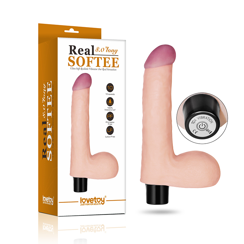 Vibromasseur réaliste avec testicules (21 cm) Softee 8"