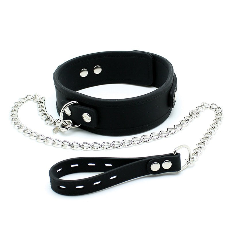 Collier BDSM en silicone et laisse en métal - Rimba