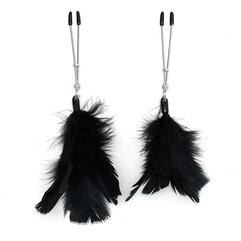 Pinces à seins avec plumes Noir - Rimba