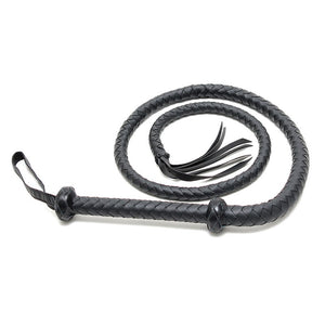 Fouet BDSM en Simili cuir tressé noir (155 cm) - Rimba