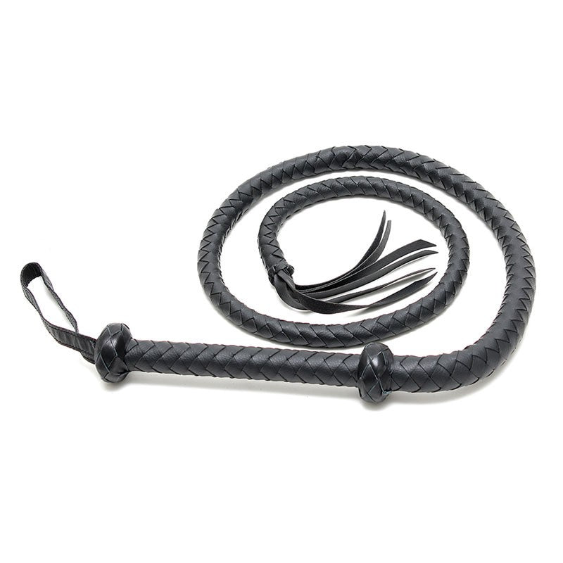 Fouet BDSM en Simili cuir tressé noir (155 cm) - Rimba